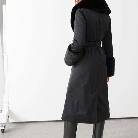 & Other Stories - Faux Fur Trim Wrap Coat - Picture 5 of 5